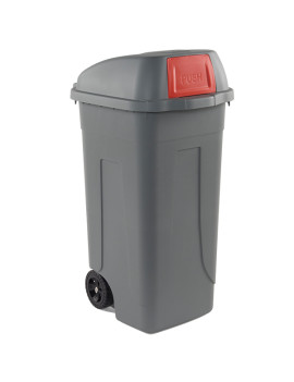 Bidone Carrellato Push Medial International - 49x54x95 cm - 100 Litri - Chiusura a Campana - 100P/GRC-ROB (Grigio e Rosso)