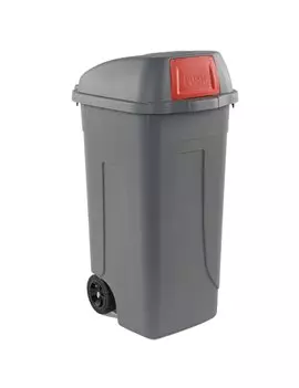Bidone Carrellato Push Medial International - 49x54x95 cm - 100 Litri - Chiusura a Campana - 100P/GRC-ROB (Grigio e Rosso)