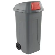 Bidone Carrellato Push Medial International - 49x54x95 cm - 100 Litri - Chiusura a Campana - 100P/GRC-ROB (Grigio e Rosso)