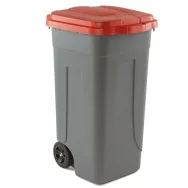 Bidone Carrellato Medial International - 49x54x85 cm - 100 Litri - Chiusura a Clip - 100/GRC-ROB (Grigio e Rosso)