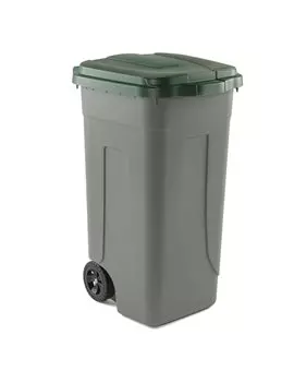 Bidone Carrellato Medial International - 49x54x85 cm - 100 Litri - Chiusura a Clip - 100/GRC-VES (Grigio e Verde)