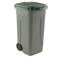 Bidone Carrellato Medial International - 49x54x85 cm - 100 Litri - Chiusura a Clip - 100/GRC-VES (Grigio e Verde)