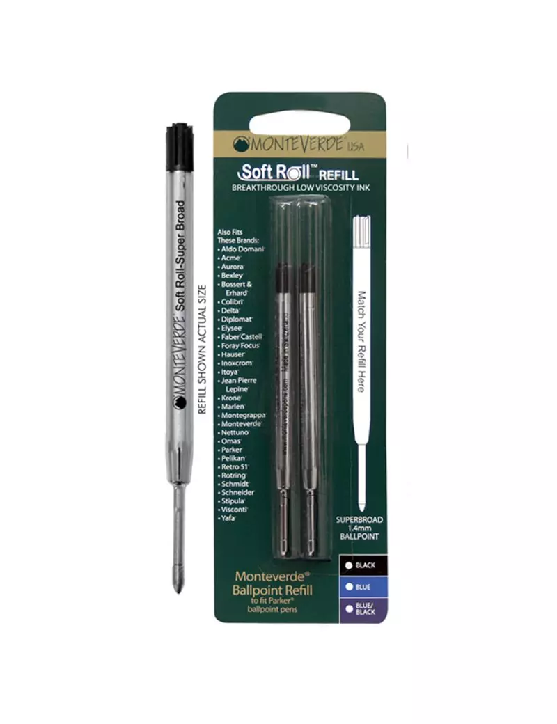 Refill in Plastica per Penna a Sfera Parker Pen Monteverde - Large - J221503 (Blu Conf. 2)