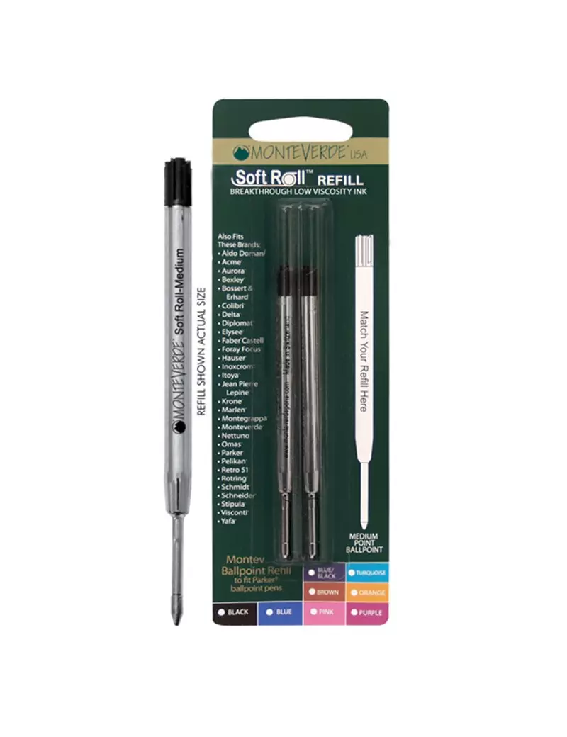 Refill in Plastica per Penna a Sfera Parker Pen Monteverde - Media - J221301 (Nero Conf. 2) Refill in Plastica per Penna a Sfera Parker Pen Monteverde - Media - J221301 (Nero Conf. 2)