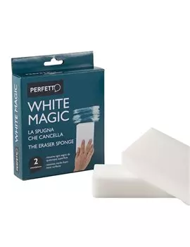 Spugna Cancella Macchie White Magic Perfetto - 12x2,5x0,6 cm - 0246E (Bianco Conf. 2)