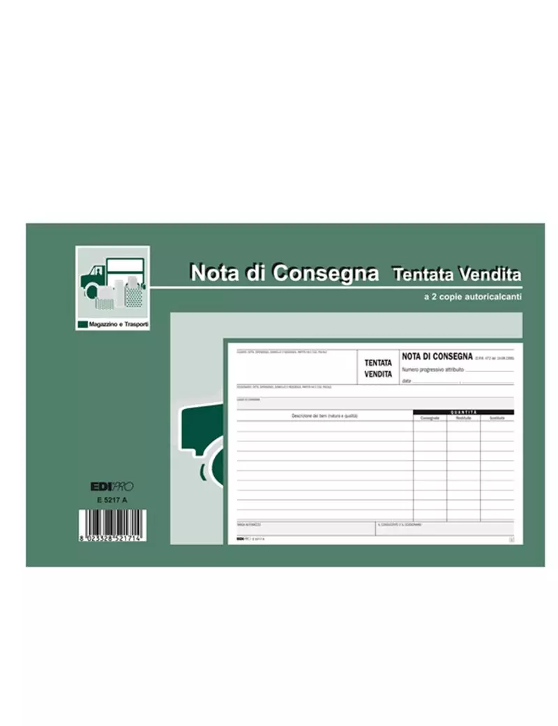 Blocco Buoni di Consegna per Tentata Vendita Edipro - 15x23 cm - 50/50 Fogli Autoricalcanti - E5217A Blocco Buoni di Consegna per Tentata Vendita Edipro - 15x23 cm - 50/50 Fogli Autoricalcanti - E5217A