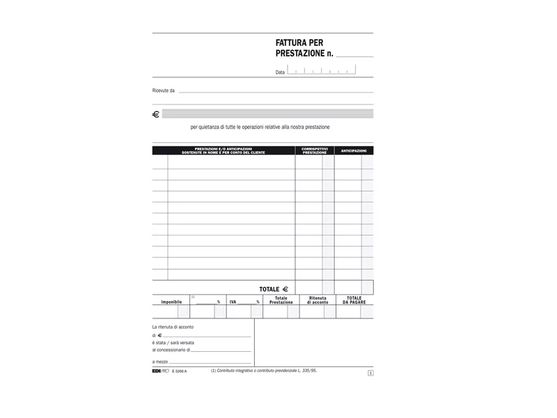 Blocco Fatture Professionisti Edipro - 15x23 cm - 50/50 Fogli Autoricalcanti - E5266A
