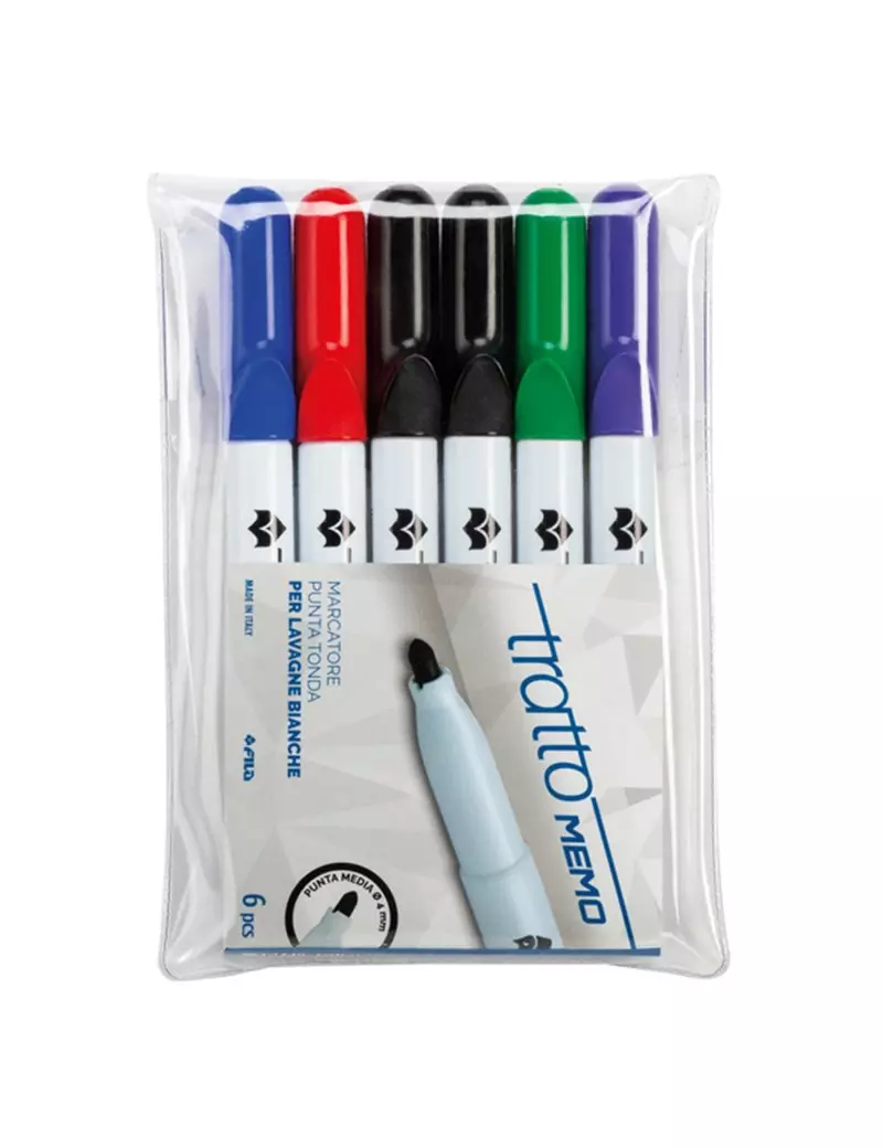 Marcatore a Secco per Lavagne Tratto Memo Fila - Punta Conica - 2,5 mm - 854200 (Assortiti Conf. 6) Marcatore a Secco per Lavagne Tratto Memo Fila - Punta Conica - 2,5 mm - 854200 (Assortiti Conf. 6)