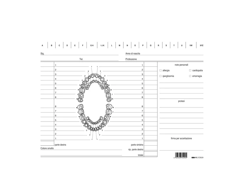 Schede in Cartoncino per Dentisti Edipro - 24x17 cm - E3529 (Conf. 100) Schede in Cartoncino per Dentisti Edipro - 24x17 cm - E3529 (Conf. 100)