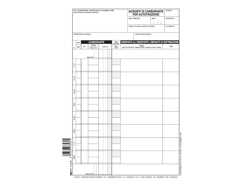 Blocco Schede Prelievo Carburante Edipro - 15x21 cm - 50 Fogli - E3343N Blocco Schede Prelievo Carburante Edipro - 15x21 cm - 50 Fogli - E3343N