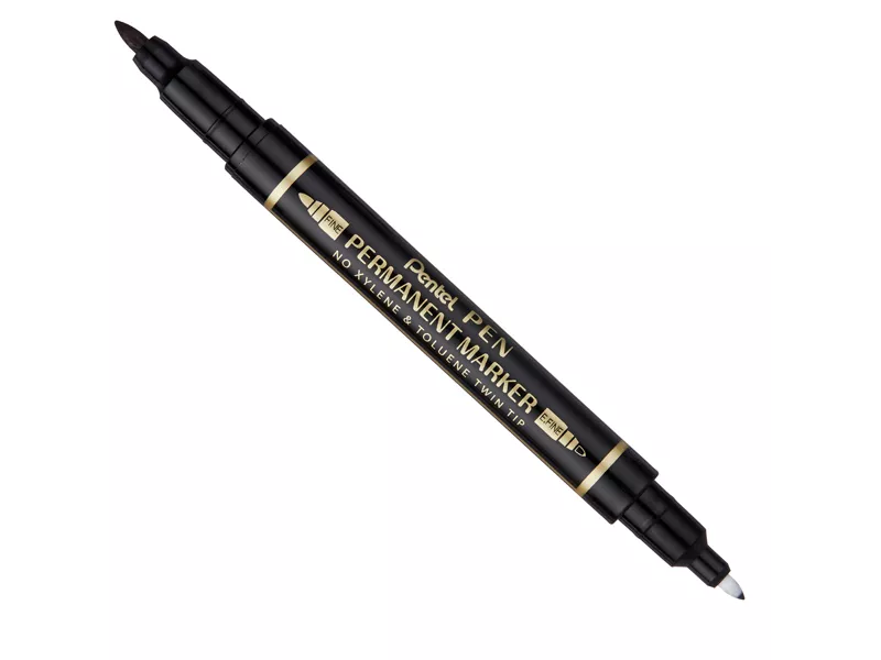 Marcatore Permanente Twin Tip Pentel - Doppia Punta Tonda - Fine e Extra Fine - N75W-AE (Nero Conf. 12)
