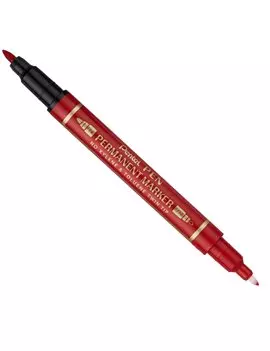 Marcatore Permanente Twin Tip Pentel - Doppia Punta Tonda - Fine e Extra Fine - N75W-BE (Rosso Conf. 12)