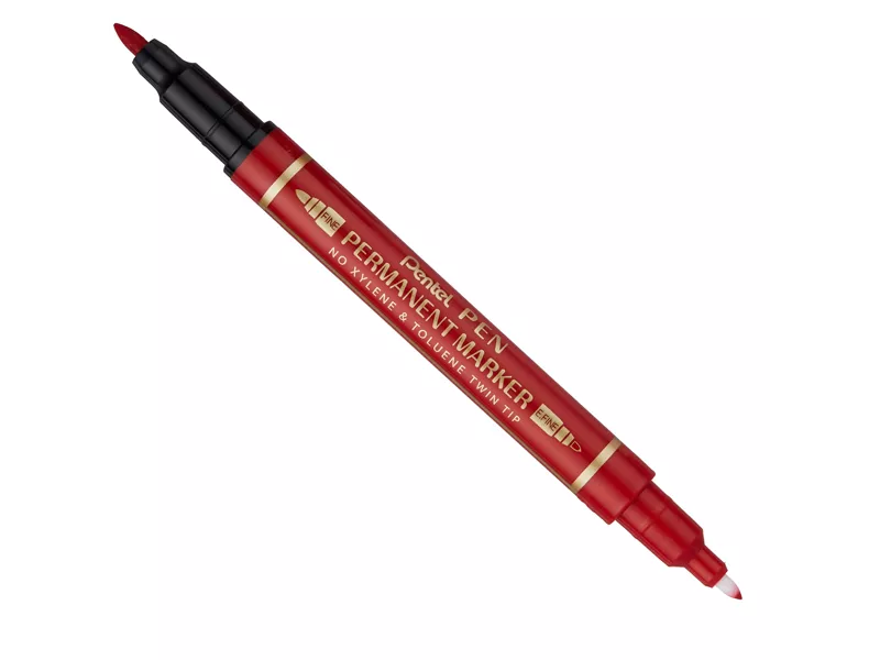 Marcatore Permanente Twin Tip Pentel - Doppia Punta Tonda - Fine e Extra Fine - N75W-BE (Rosso Conf. 12)