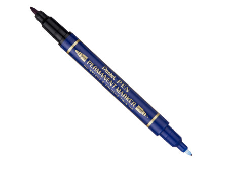Marcatore Permanente Twin Tip Pentel - Doppia Punta Tonda - Fine e Extra Fine - N75W-CE (Blu Conf. 12)