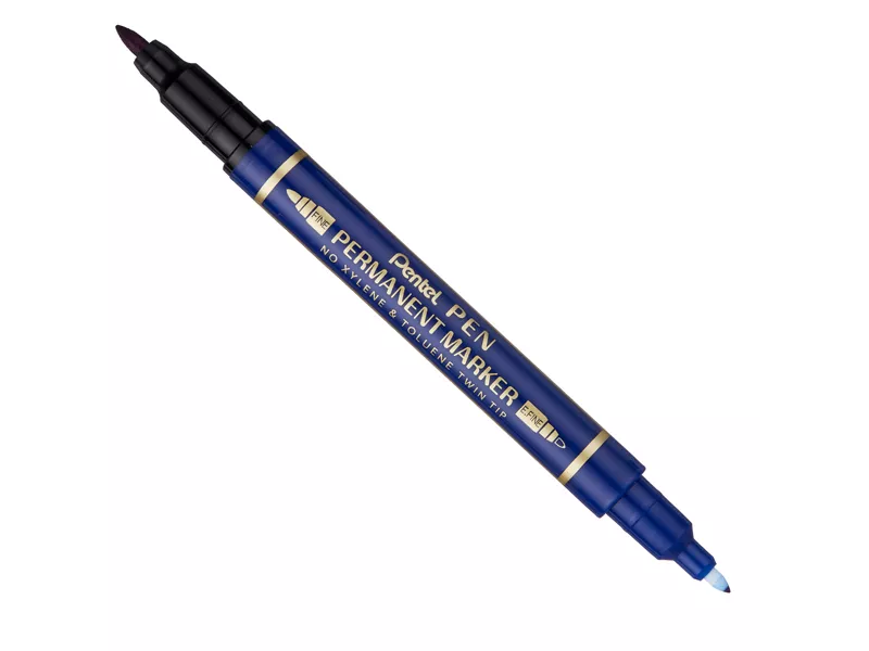 Marcatore Permanente Twin Tip Pentel - Doppia Punta Tonda - Fine e Extra Fine - N75W-CE (Blu Conf. 12)