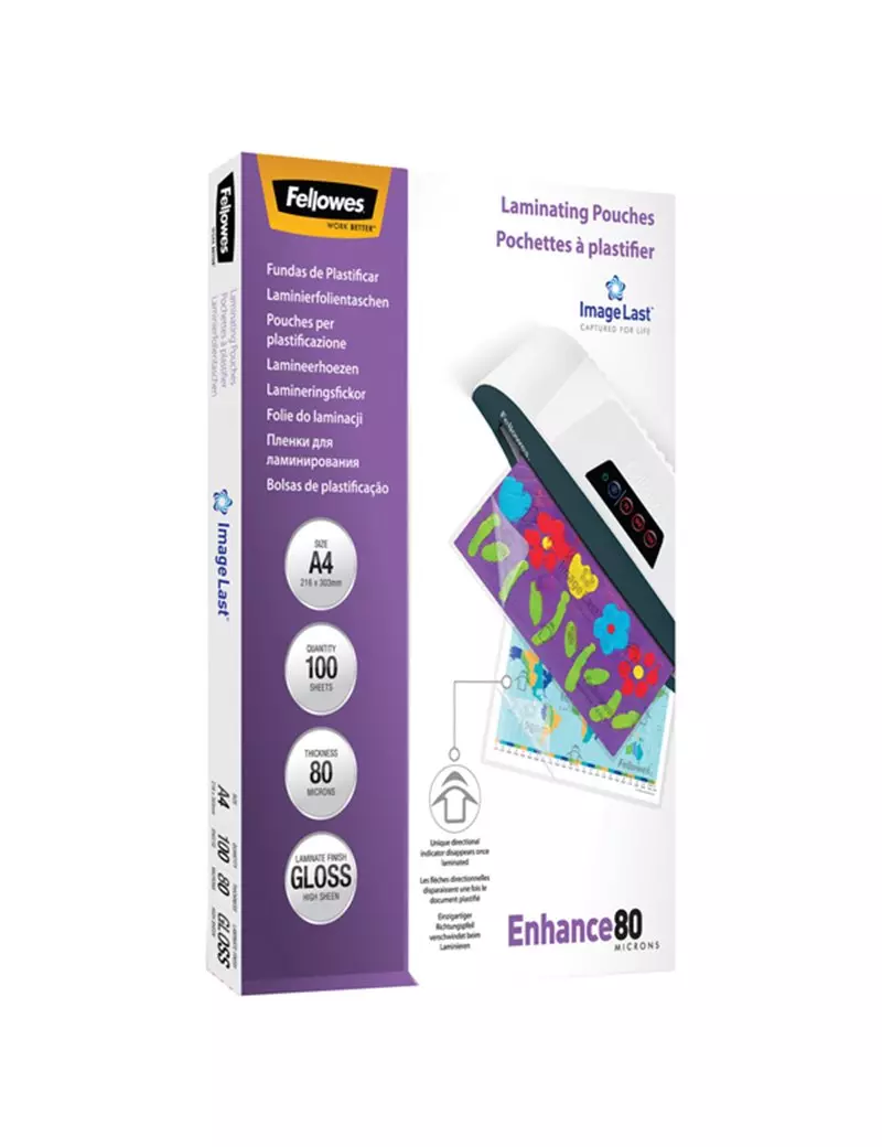 Pouches per Plastificatrici Enhance80 Fellowes - 303x426 mm - 80 micron - 5306207 (Trasparente Conf. 100) Pouches per Plastificatrici Enhance80 Fellowes - 303x426 mm - 80 micron - 5306207 (Trasparente Conf. 100)