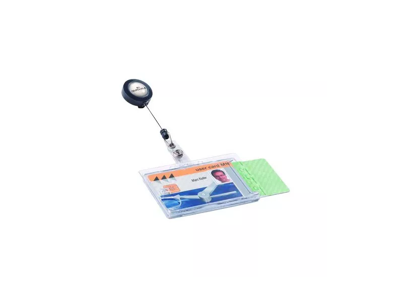 Portabadge Doppia Tessera Durable - Chiocciola con Clip - 5,4x8,5 cm - 80 cm (Conf. 10) Portabadge Doppia Tessera Durable - Chiocciola con Clip - 5,4x8,5 cm - 80 cm (Conf. 10)