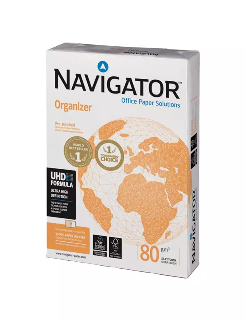 Carta Organizer Navigator - A4 - 80 g - 2 Fori - P00800210029709 (Risma 500 Conf. 5)