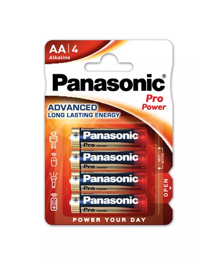 Pile Alkaline ProPower LR06 Panasonic - Stilo AA - C100006 (Conf. 4)
