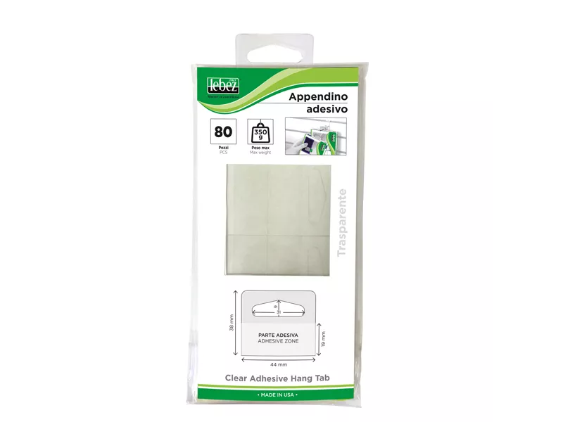 Gancetto Appendicartello Lebez - 4,5 cm - 2261 (Trasparente Conf. 80)
