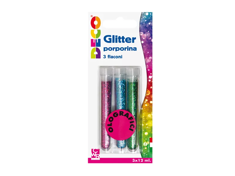 Glitter Grana Fine Deco CWR - 12 ml - 11592 (Assortiti Olografici Conf. 3)
