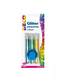 Glitter Grana Fine Deco CWR - 12 ml - 11593 (Assortiti Iridescenti Conf. 3)