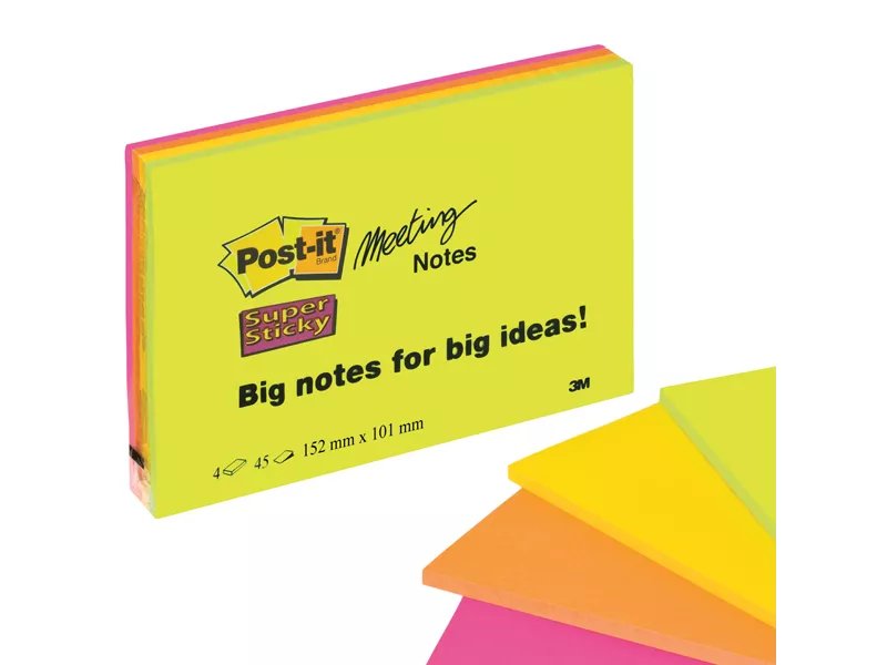 Post-it Super Sticky Meeting Notes 6445-SSP 3M - 152x101 mm - 76028 (Rosa e Verde Neon Conf. 4) Post-it Super Sticky Meeting Notes 6445-SSP 3M - 152x101 mm - 76028 (Rosa e Verde Neon Conf. 4)