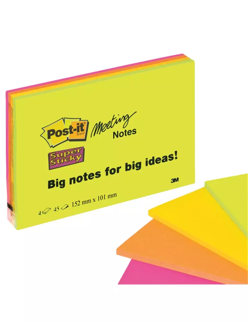 Post-it Super Sticky Meeting Notes 6445-SSP 3M - 152x101 mm - 76028 (Rosa e Verde Neon Conf. 4) Post-it Super Sticky Meeting Notes 6445-SSP 3M - 152x101 mm - 76028 (Rosa e Verde Neon Conf. 4)