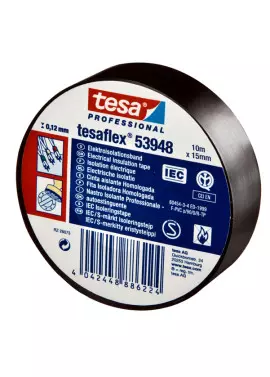 Nastro Adesivo Isolante Tesa - 15 mm x 10 m - 53988-00000-01 (Nero Conf. 10)