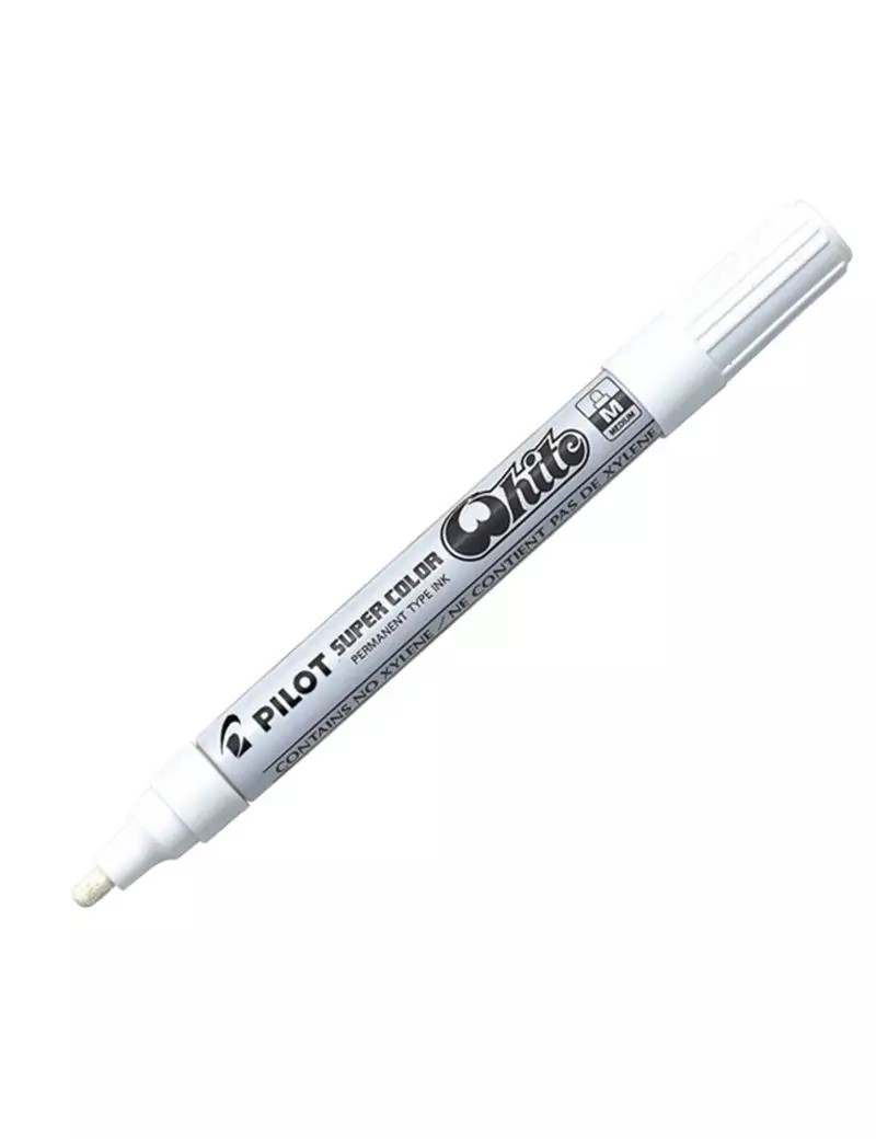 Marcatore Permanente a Vernice Super Color Pilot - Punta Tonda - 4,5 mm - 002456 (Bianco) Marcatore Permanente a Vernice Super Color Pilot - Punta Tonda - 4,5 mm - 002456 (Bianco)