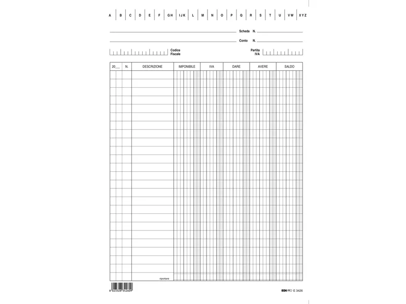 Schede Dare/Avere/Saldo/IVA Edipro - 17x24 cm - E3426BL (Conf. 100)