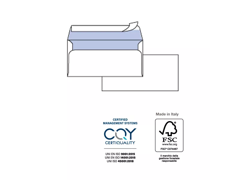 Buste Silver 80 Pigna - 11,4x16,2 cm - Taglio Dritto con Strip - Senza Finestra - 80 g - 0593013C6 (Bianco Conf. 25)