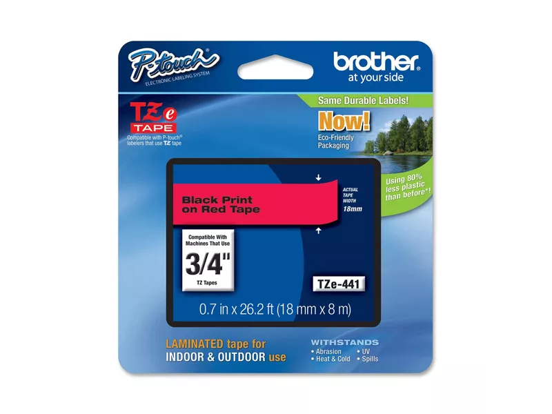 Nastro Originale Brother TZe-441 - 18 mm x 8 m - Laminato (Nero su Rosso)