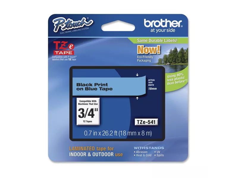 Nastro Originale Brother TZe-541 - 18 mm x 8 m - Laminato (Nero su Blu)