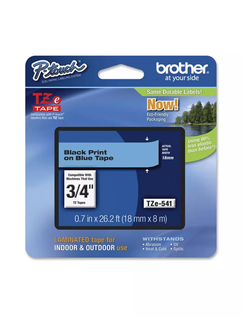 Nastro Originale Brother TZe-541 - 18 mm x 8 m - Laminato (Nero su Blu) Nastro Originale Brother TZe-541 - 18 mm x 8 m - Laminato (Nero su Blu)