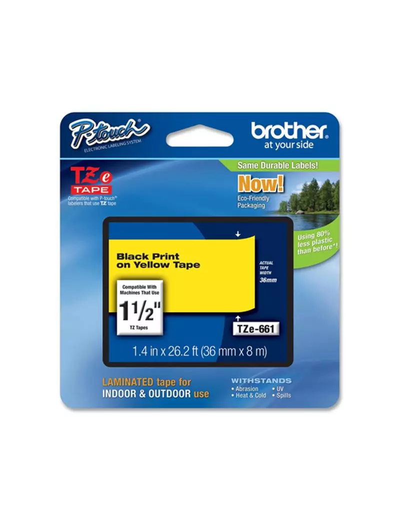 Nastro Originale Brother TZe-661 - 36 mm x 8 m - Laminato (Nero su Giallo) Nastro Originale Brother TZe-661 - 36 mm x 8 m - Laminato (Nero su Giallo)
