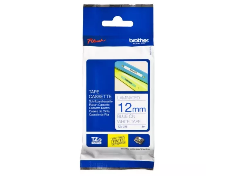 Nastro Originale Brother MK-233BZ - 12 mm x 8 m - Laminato (Blu su Bianco)