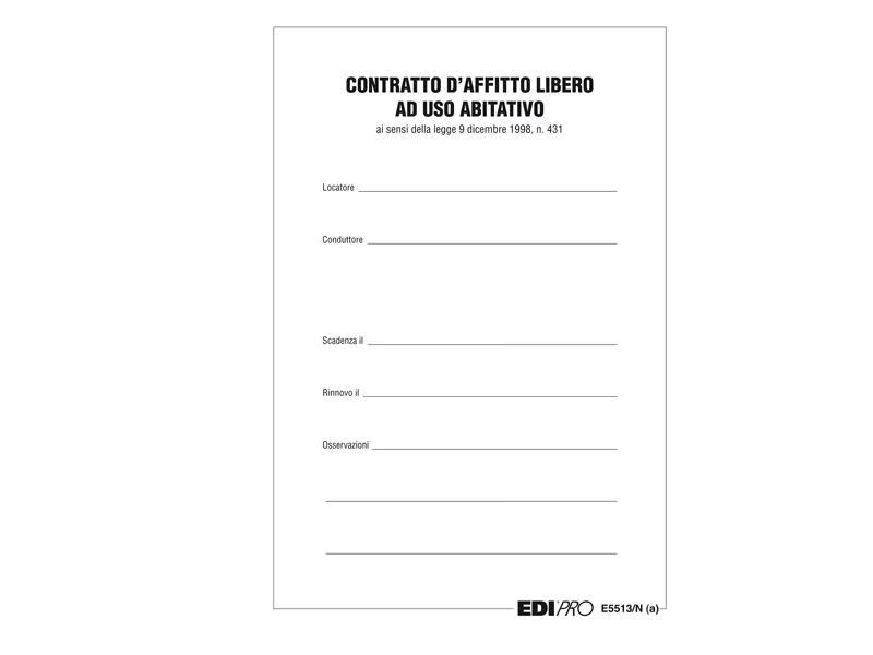 Fascicolo Contratto di Locazione Libero Edipro - 21x29,7 cm - E5513N (Conf. 25)