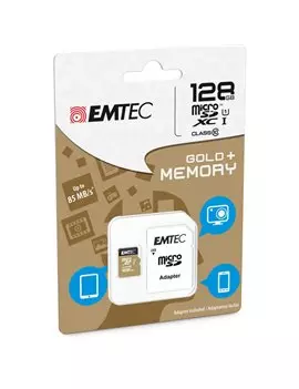 Micro SDXC Class 10 Gold Plus Emtec - con Adattatore - 128 GB - ECMSDM128GXC10GP