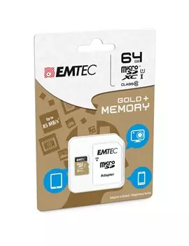 Micro SDXC Class 10 Gold Plus Emtec - con Adattatore - 64 GB - ECMSDM64GXC10GP