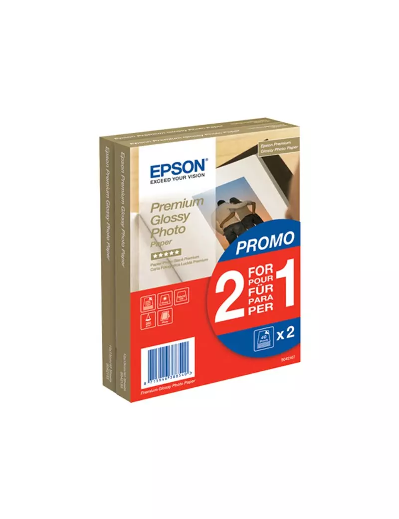 Carta Fotografica Premium Glossy Photo Paper Epson C13S042167 - 10x15 cm - Lucida (Conf. 80)