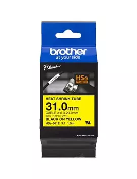 Nastro Originale Brother HSe-661E - 31 mm x 1,5 m - Laminato (Nero su Giallo)