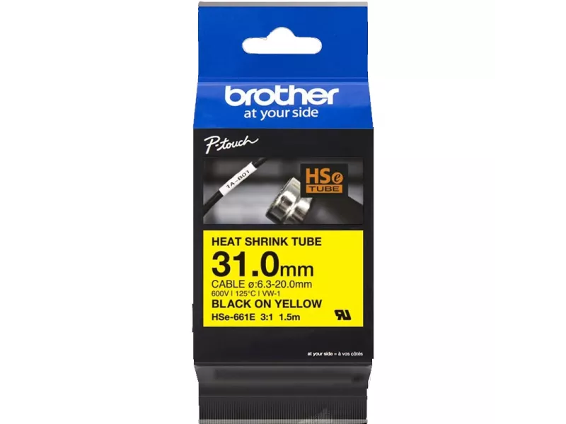Nastro Originale Brother HSe-661E - 31 mm x 1,5 m - Laminato (Nero su Giallo)