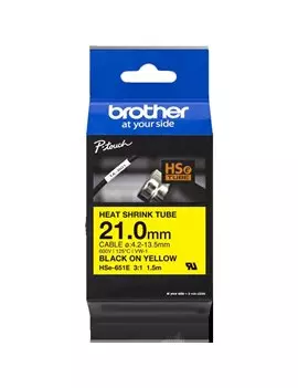 Nastro Originale Brother HSe-651E - 21 mm x 1,5 m - Termorestringente (Nero su Giallo)