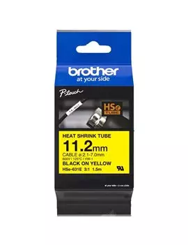 Nastro Originale Brother HSe-631E - 11,2 mm x 1,5 m - Termorestringente (Nero su Giallo)