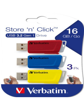 Pen Drive Store'n'Click Verbatim - USB 3.2 - 16GB - 49306 (Rosso Giallo Blu Conf. 3)