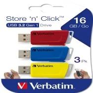Pen Drive Store'n'Click Verbatim - USB 3.2 - 16GB - 49306 (Rosso Giallo Blu Conf. 3)
