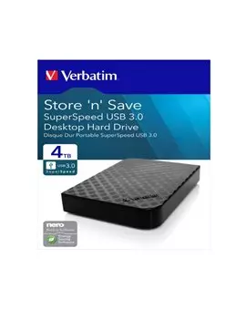 Hard Disk Portatile Esterno Store 'n' Save Verbatim - 3,5 Pollici - USB 3.0 - 4TB - 47685 (Nero)