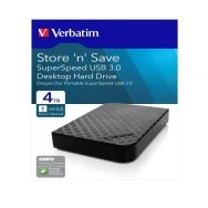 Hard Disk Portatile Esterno Store 'n' Save Verbatim - 3,5 Pollici - USB 3.0 - 4TB - 47685 (Nero)
