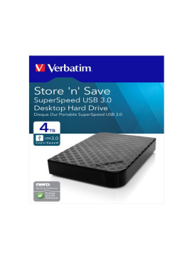 Hard Disk Portatile Esterno Store 'n' Save Verbatim - 3,5 Pollici - USB 3.0 - 4TB - 47685 (Nero)
